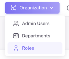Organization dropdown menu with Roles highlighted.png